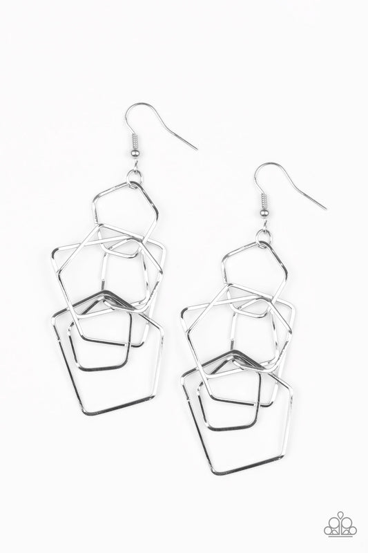 Five-Sided Fabulous - Silver Earrings