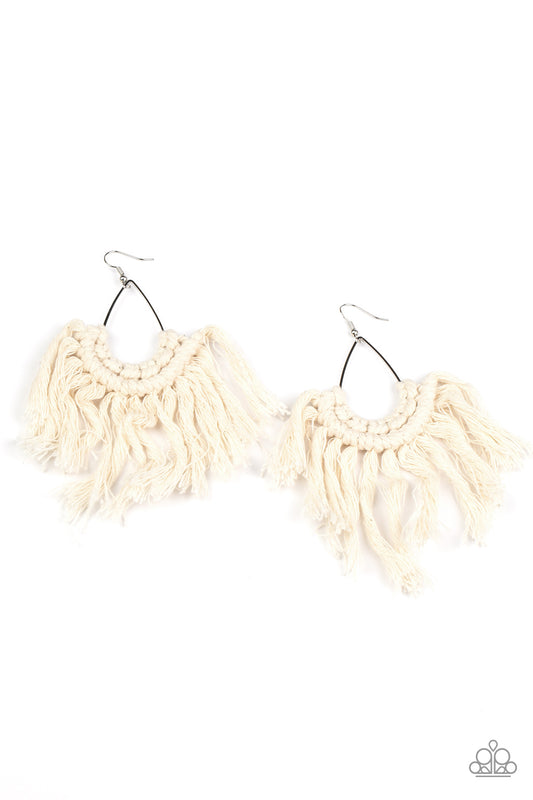 Wanna Piece Of MACRAME? - White Earrings