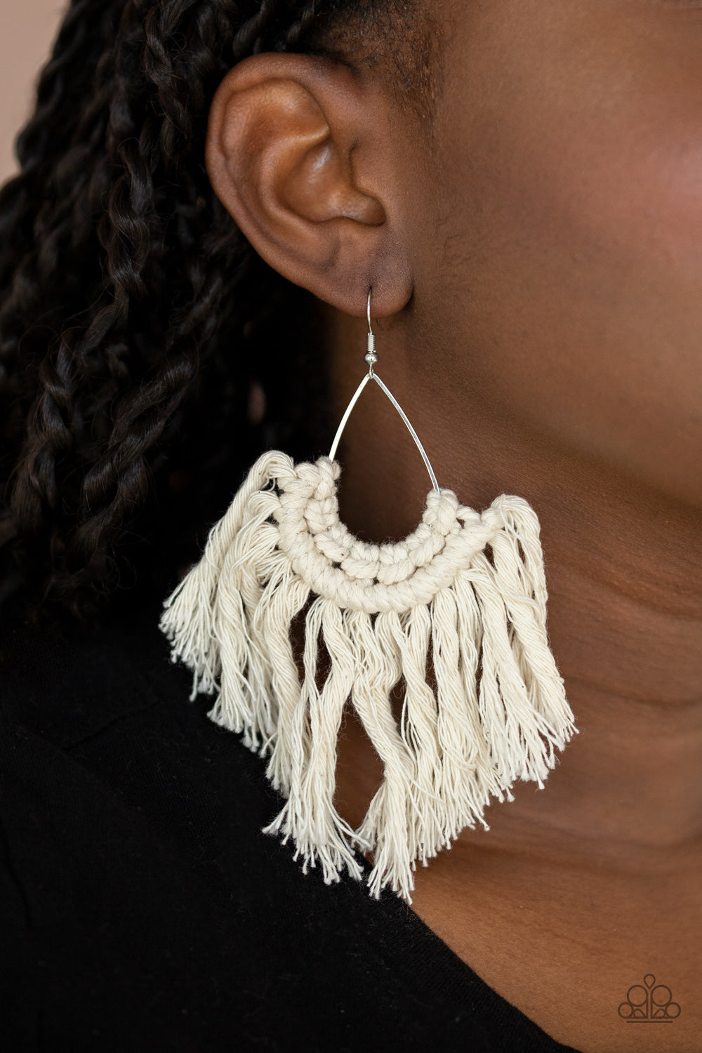 Wanna Piece Of MACRAME? - White Earrings