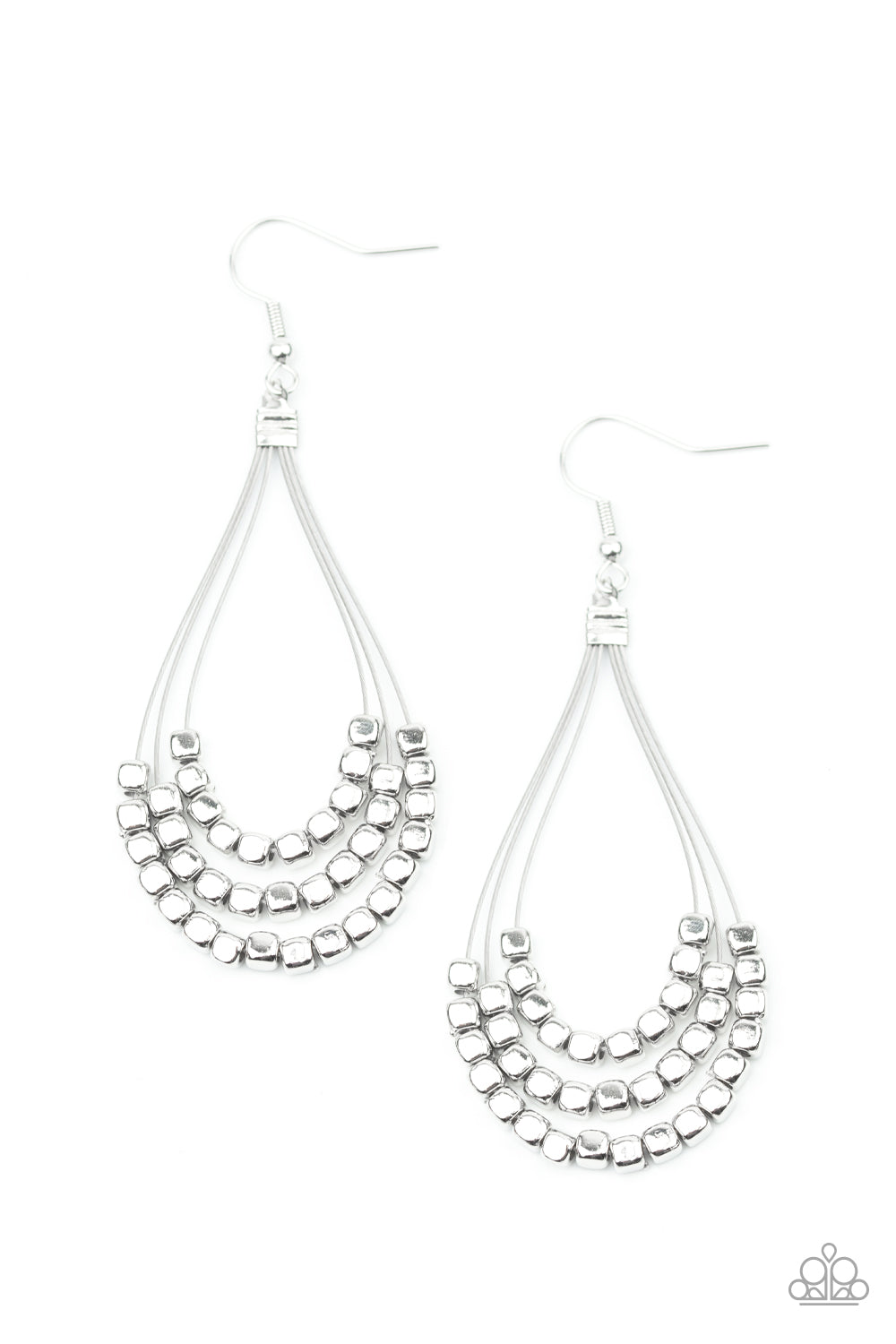 Off The Blocks Shimmer - Silver Earrings