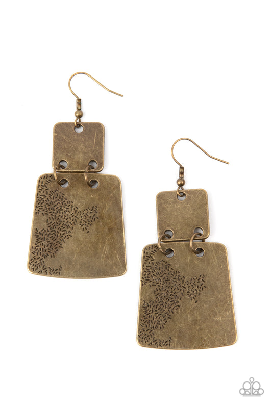 Tagging Along - Brass Earrings