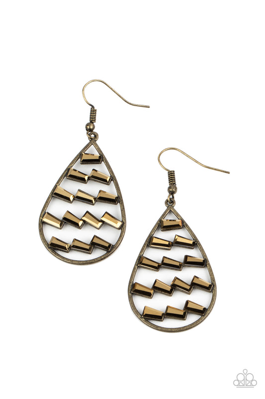 Glitzy Grit - Brass Earrings