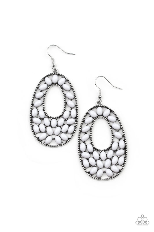 Beaded Shores - White Earrings