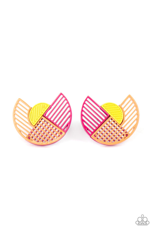 Its Just an Expression - Pink Multi Colored Earrings