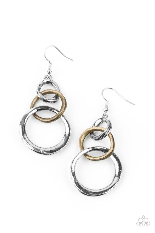 Harmoniously Handcrafted - Silver and Brass Earrings