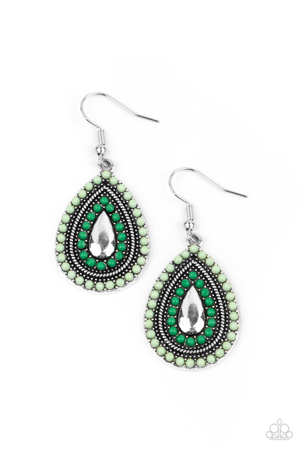 Beaded Bonanza - Green Earrings