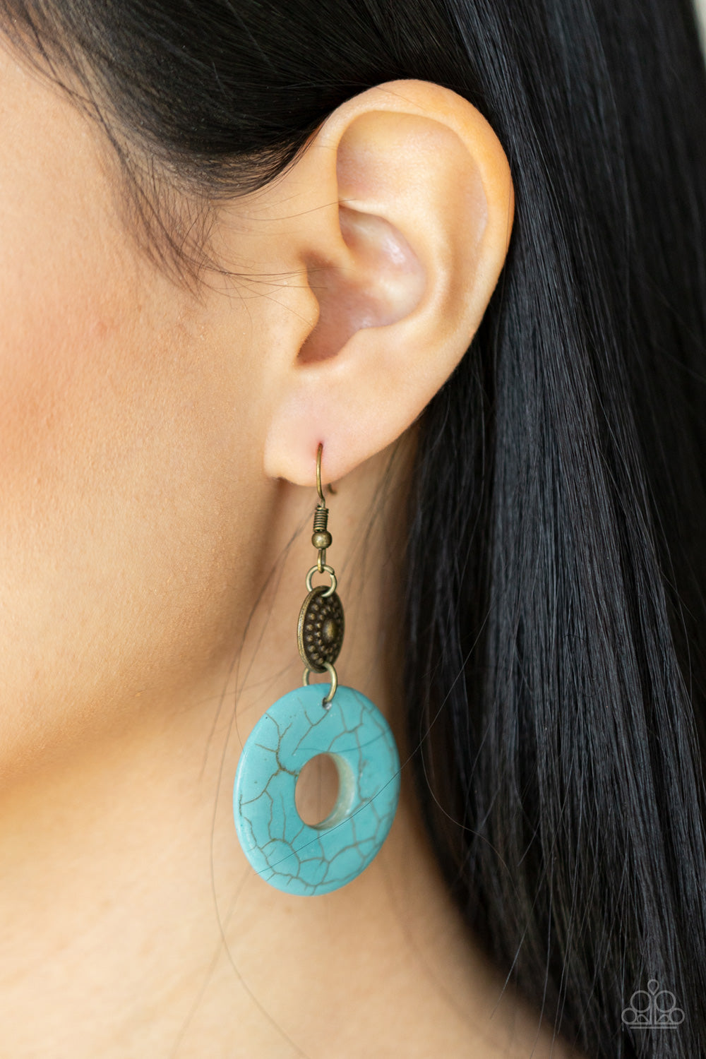 Earthy Epicenter - Brass Turquoise Earrings