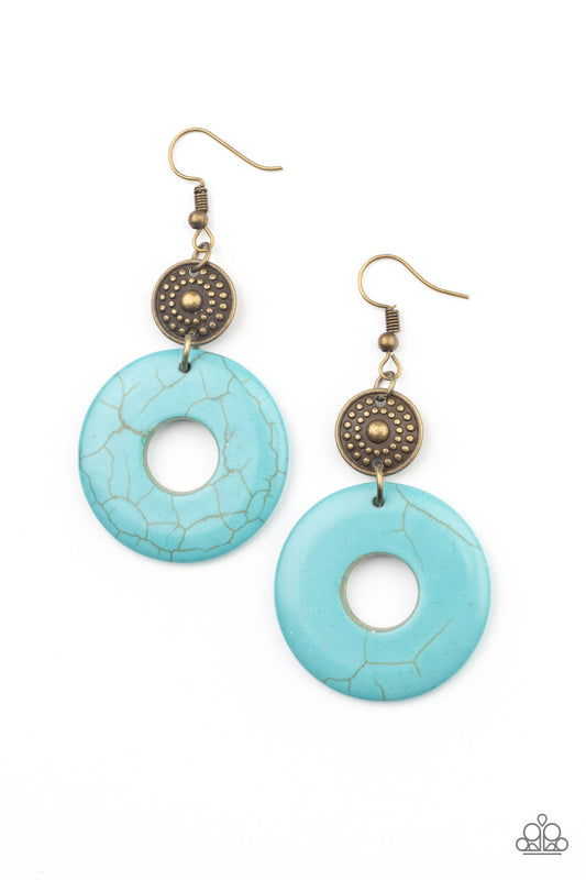 Earthy Epicenter - Brass Turquoise Earrings