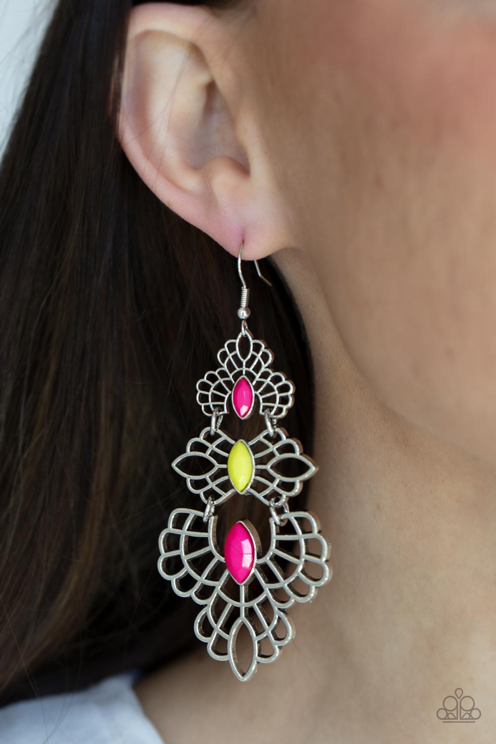 Flamboyant Frills - Multi Colored Earrings