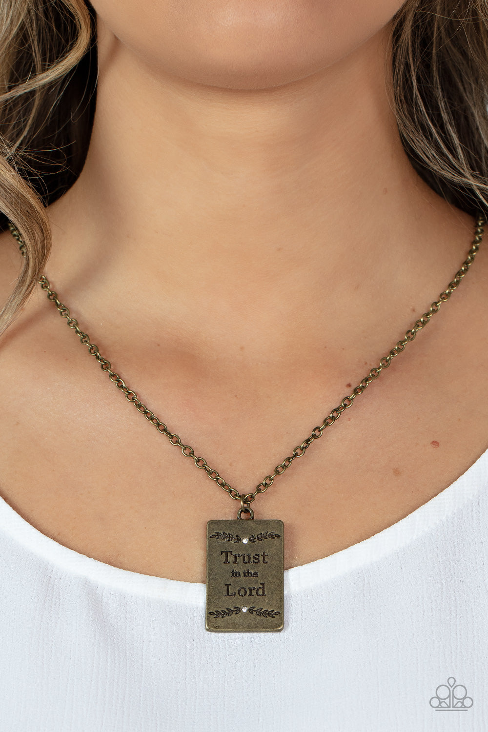 All About Trust - Brass Necklace Trust In The Lord