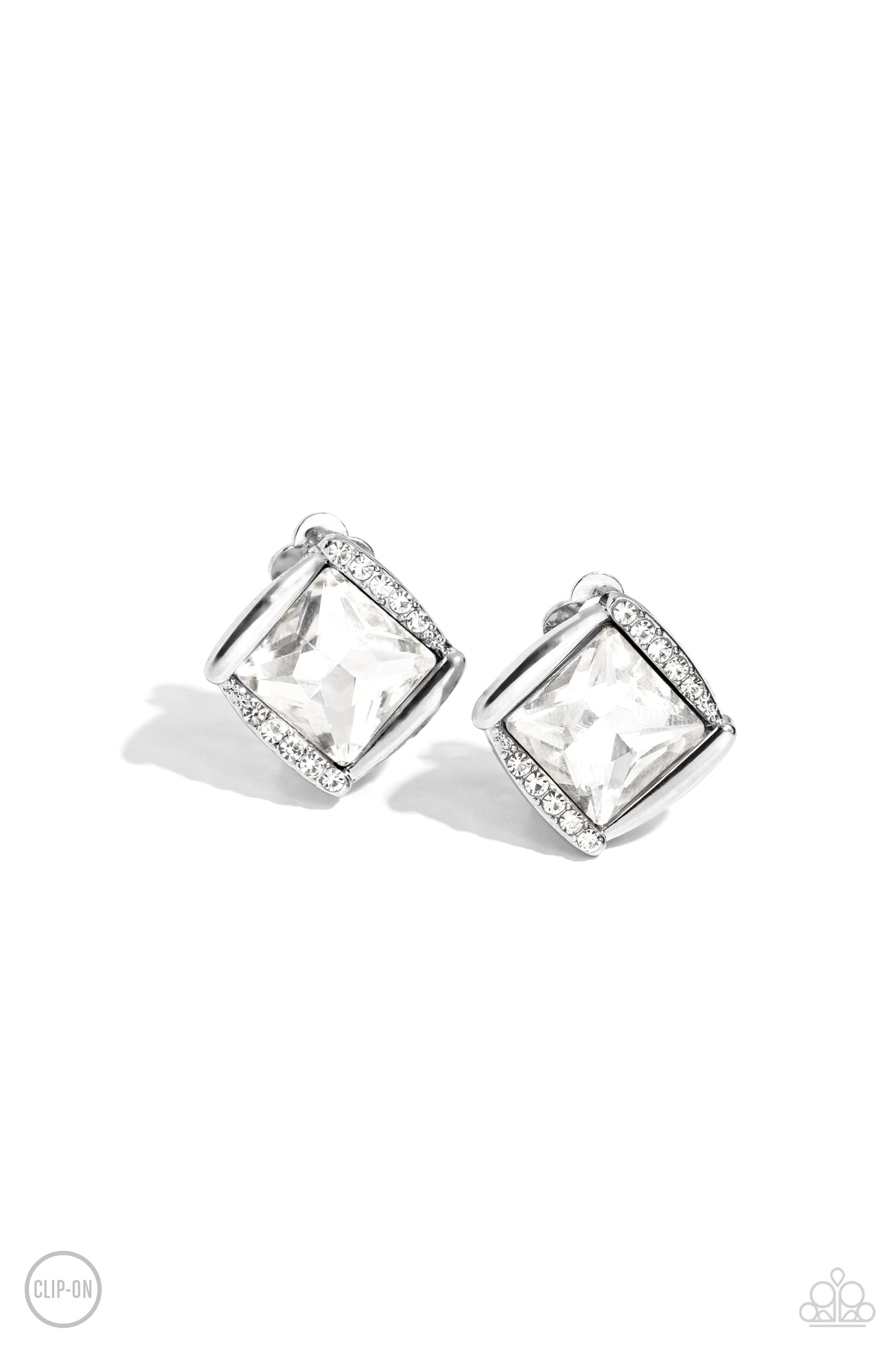 Sparkle Squared - White Earrings